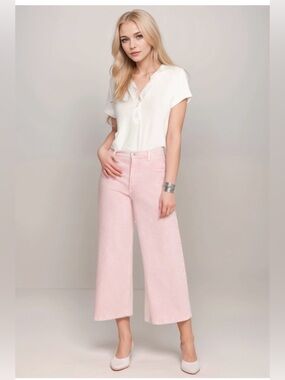 Johnny Was Soft Pink wide leg cropped Jeans size 26